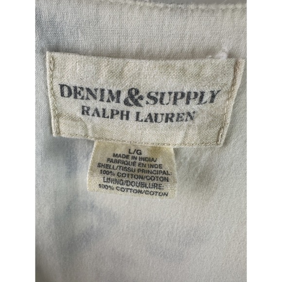 Ralph Lauren Denim & Supply Wrap Dress Blue Cream Floral Ruffle Cotton Large - Picture 11 of 15